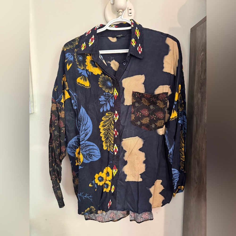 Desigual Dark Blue Floral Shirt